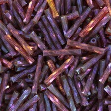Miyuki twisted bugle beads 2x12mm Claret rainbow gold luster TW2012-302